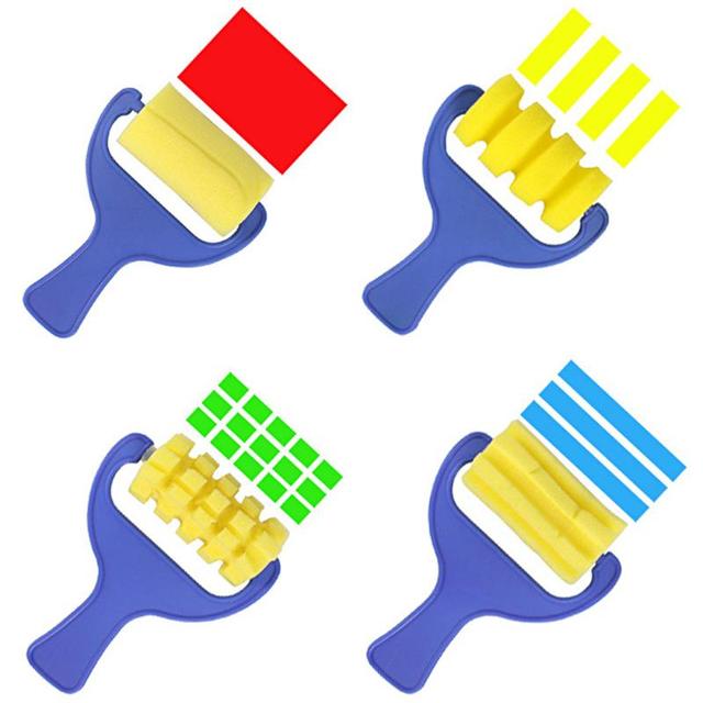 4pcs/set Kids Paint Sponges Painting Tools DIY Graffiti Brush Art Craft  Plastic Washable Children Toy for Kids Early Painting